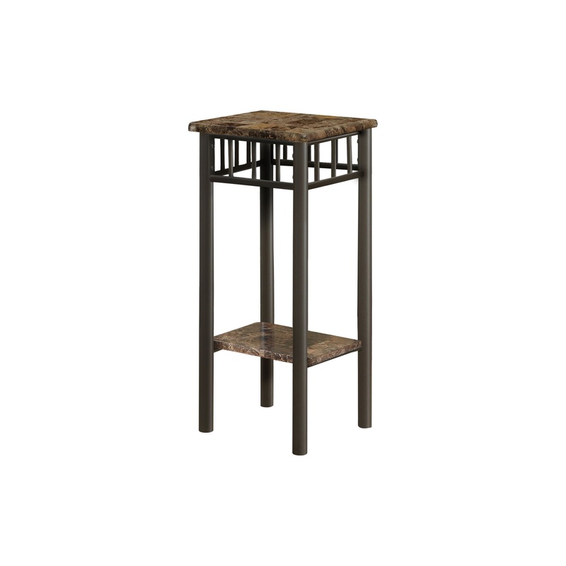 Accent Table Plant Stand Square Marble Look – Espresso