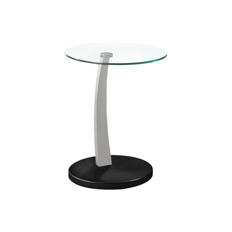 C-Shaped Accent Table Clear Tempered Glass For Living Room – Black