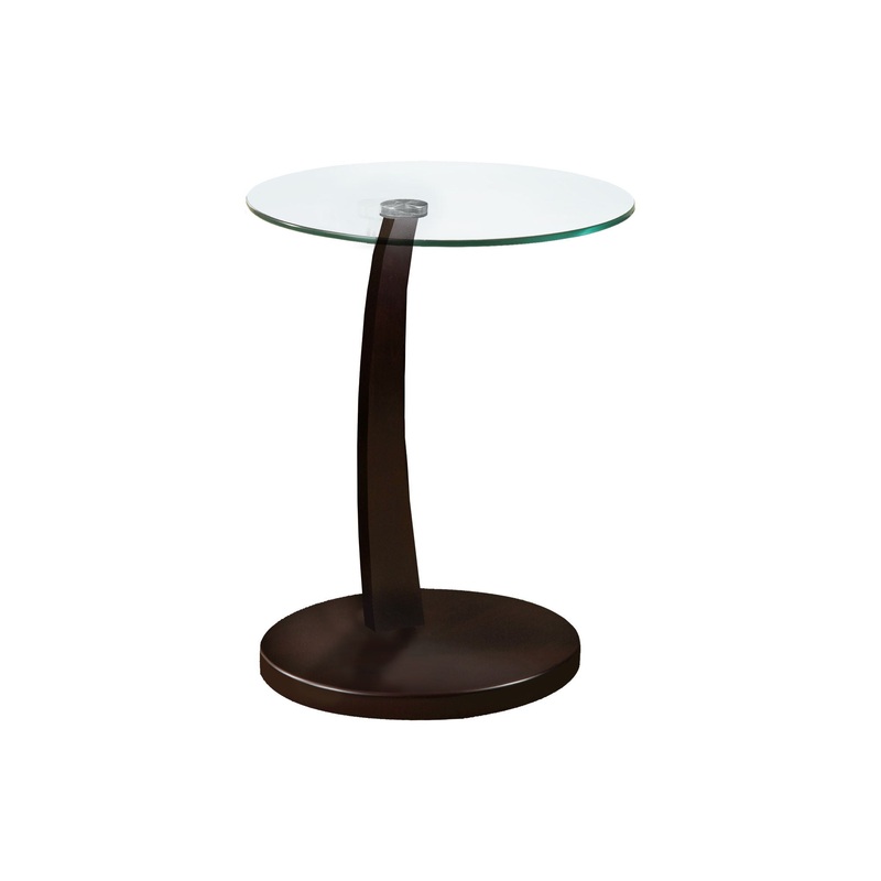 C-Shaped Accent Table Tempered Glass For Living Room – Espresso