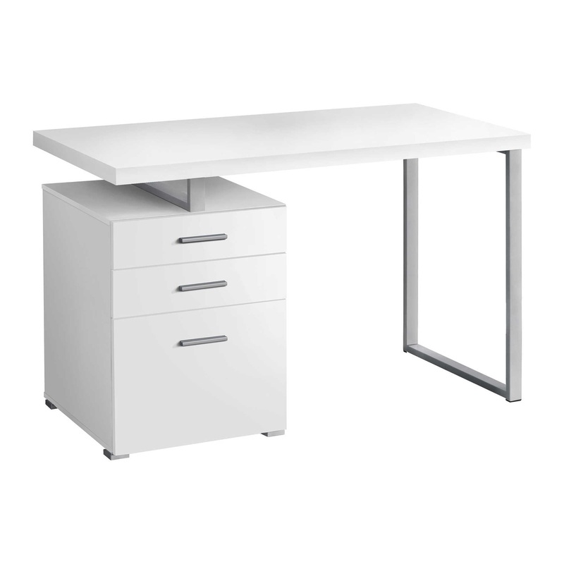 Computer Desk Left Right Set-Up Storage Drawers For Home Office – White