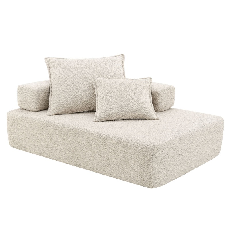 Lounge Frame For Oversized Modular U Shaped Sectional Floor Couch Convertible Compressed Couch, Spacious Foam Filled Sofa – Beige
