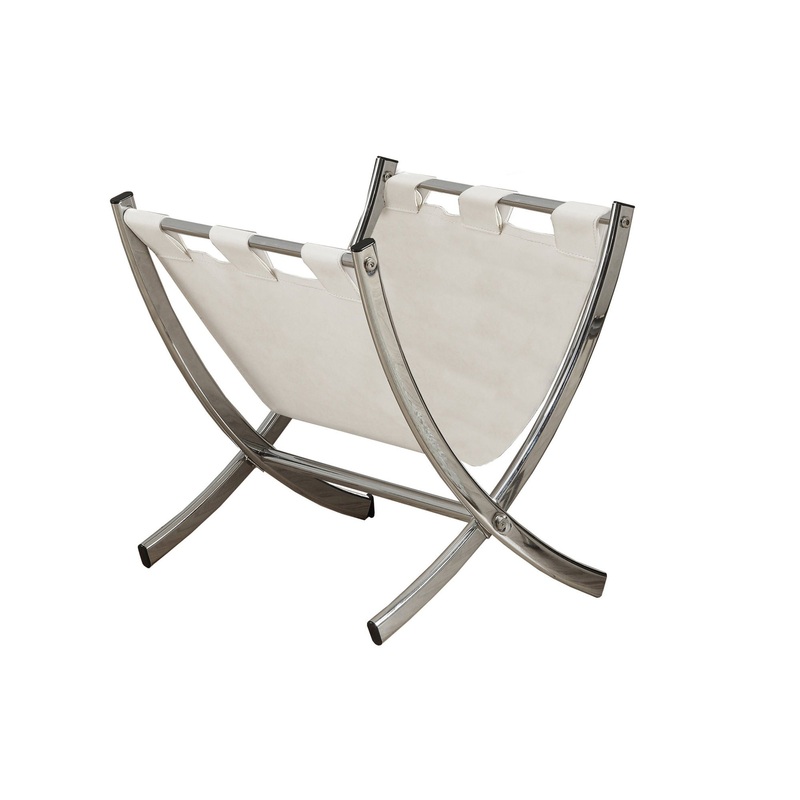 Magazine Rack Standing Organizer Storage Leather Look – White