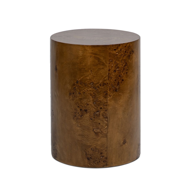 Nebula – Accent Oval Pillar Side Table – Medium Brown