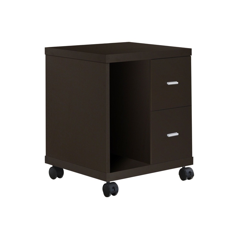 Office Rolling File Cabinet Mobile Printer Cart With Storage – Espresso