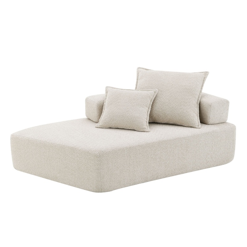 Special Shaped Frame For Oversized Modular U Shaped Sectional Floor Couch, Convertible Compressed Couch Spacious Foam Filled Sofa – Beige
