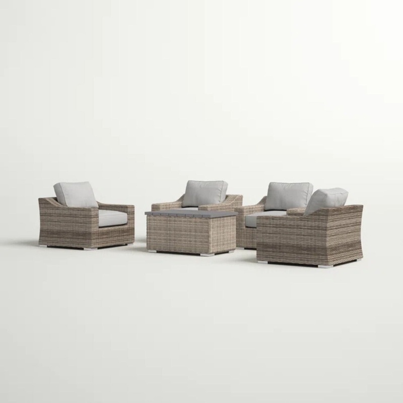 Wicker Sectional Seating Group With Cushions – Gray Mix