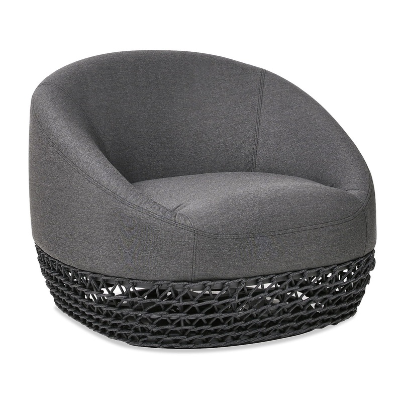 Willow – Upholstered Patio Deep Seating Armchair – Graphite Gray / Black