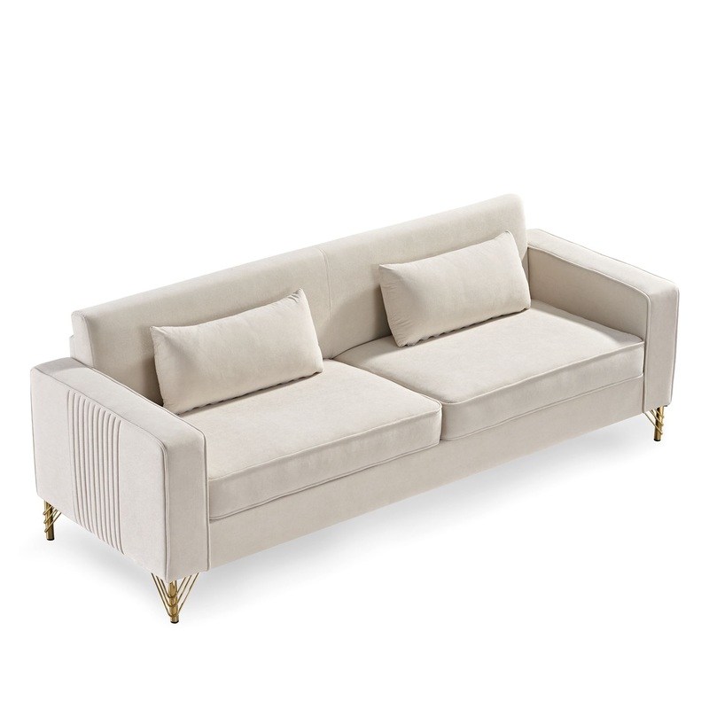 Aesthetic Sofas For Living Room, 3 Seater Couch With Classic Modern Appeal And Luxurious Soft Comfort – Beige