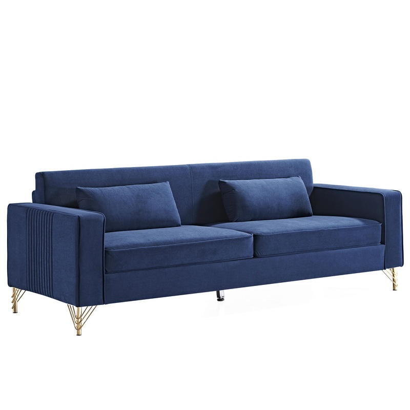 Aesthetic Sofas For Living Room, 3 Seater Couch With Classic Modern Appeal And Luxurious Soft Comfort, Easy To Maintain – Blue