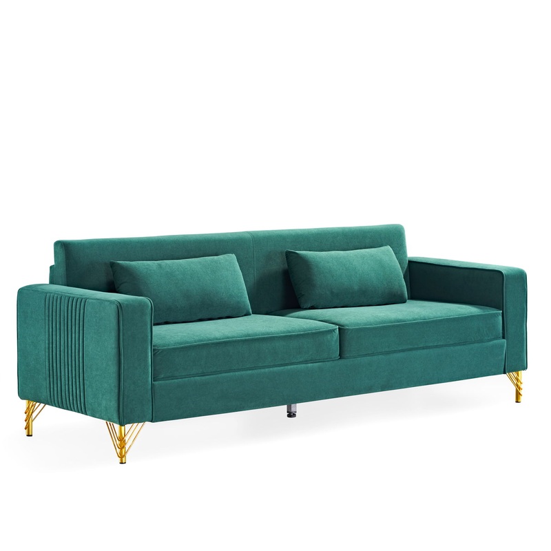 Aesthetic Sofas For Living Room, 3 Seater Couch With Classic Modern Appeal And Luxurious Soft Comfort, Easy To Maintain – Green