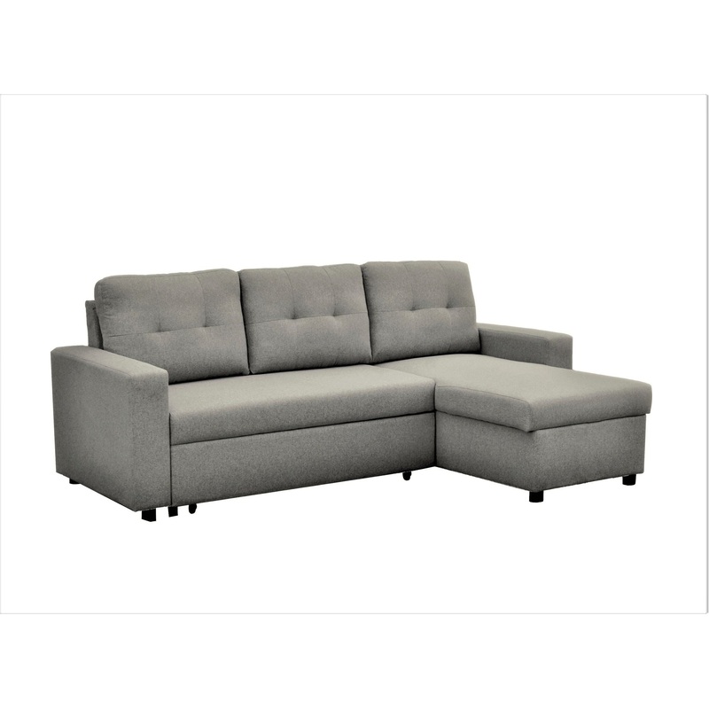 Convertible L Shaped Sectional Sleeper Sofa Bed, Saving Pull Out Couch – Gray