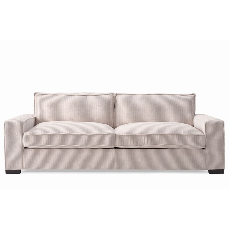 Luxe – Corduroy Sofa With Sleek Design, Spacious And Comfortable 3 Seater Couch – Beige