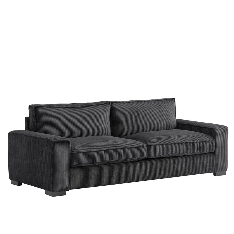 Luxe – Corduroy Sofa With Sleek Design, Spacious And Comfortable 3 Seater Couch – Black