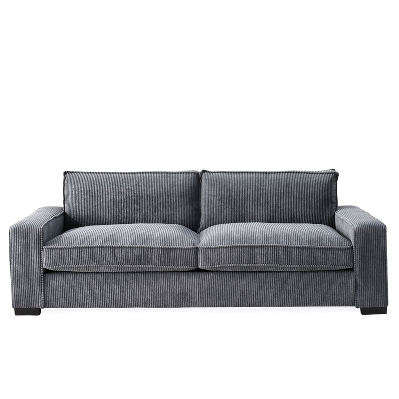 Luxe – Corduroy Sofa With Sleek Design, Spacious And Comfortable 3 Seater Couch – Gray