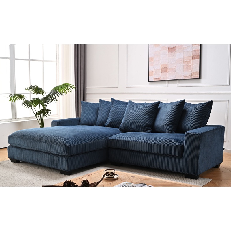 Luxe – Oversized 2 Piece Left Facing Sectional Couches For Living Room, L Shaped Sofa With Chaise – Blue