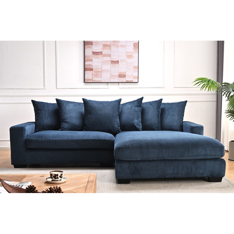 Luxe – Oversized 2 Piece Right Facing Sectional Couches For Living Room, L Shaped Sofa With Chaise – Blue