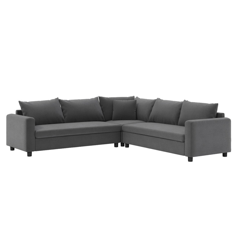 Modern Modular Sectional L Shaped Corner Couch Set With Wide Seat, Minimalist Style Oversized Comfy 5 Seat Sofa With Pillow – Gray