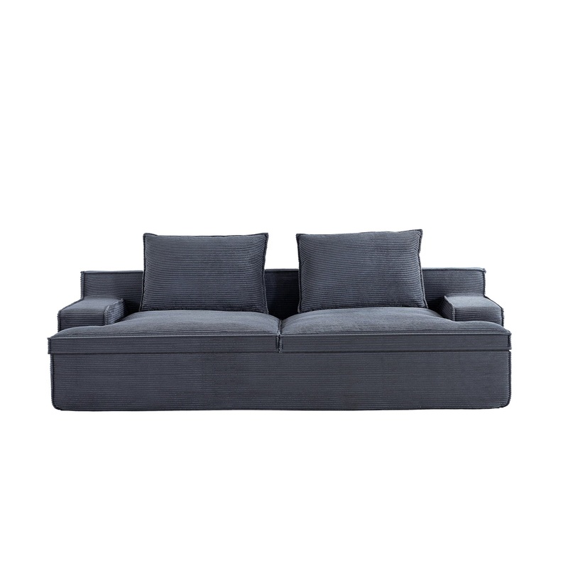 Nimbus – Oversized Full Foam 4 Seater Couch For Living Room Upholstered In Soft Corduroy, Wide Armrests – Gray