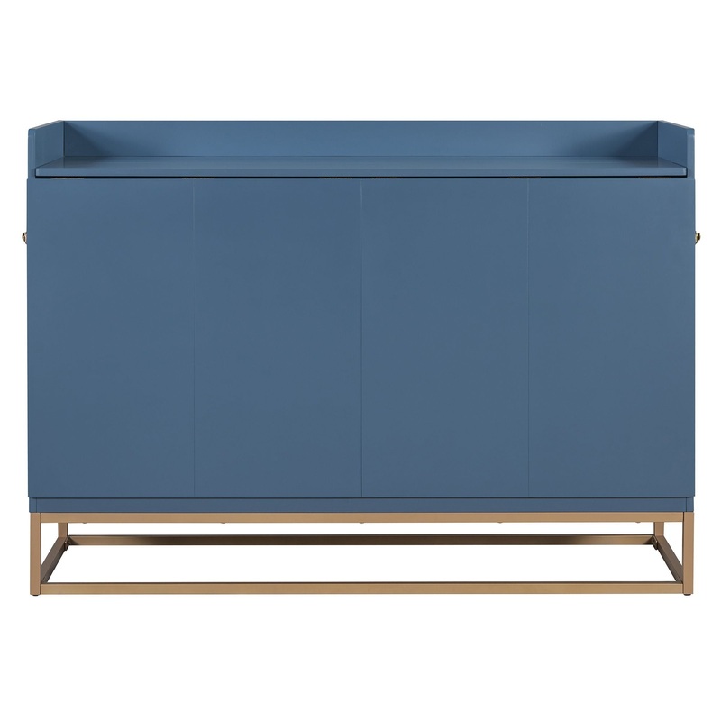 Queen Size Murphy Bed With Iron Legs, Modern Design – Blue