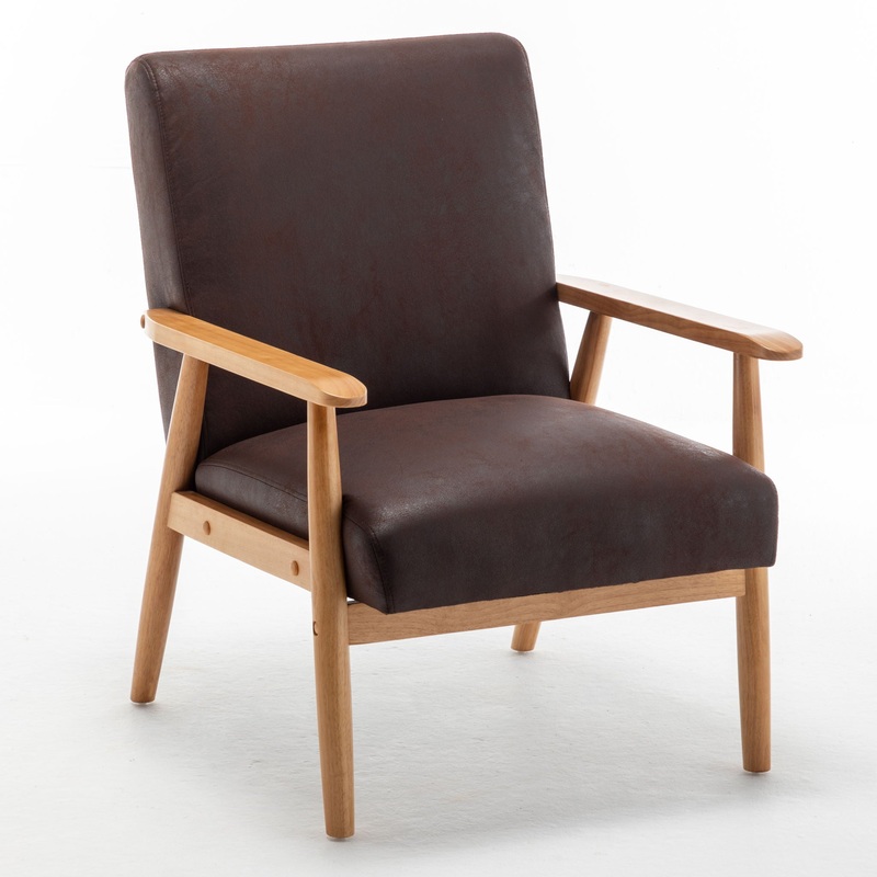 Wide Classic Mid-Century Modern Arm Chair – Dark Brown