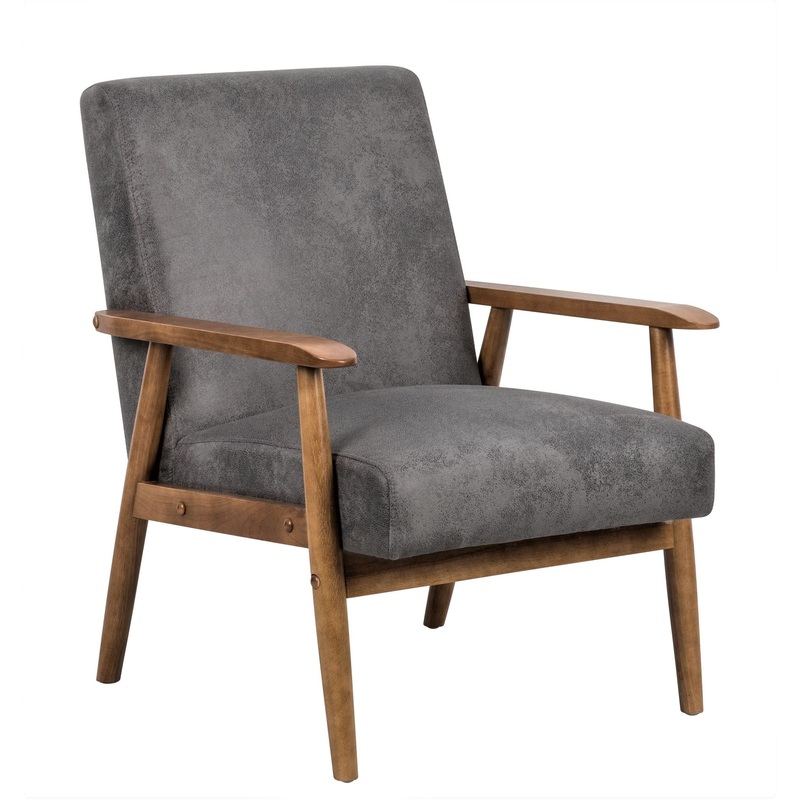 Wide Classic Mid-Century Modern Arm Chair – Gray