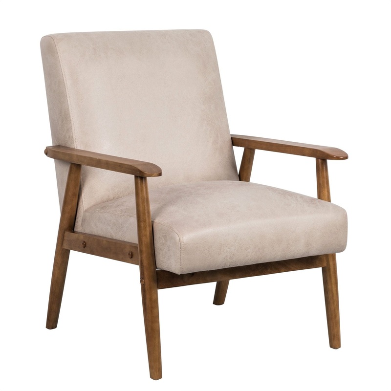 Wide Classic Mid-Century Modern Arm Chair – Light Camel