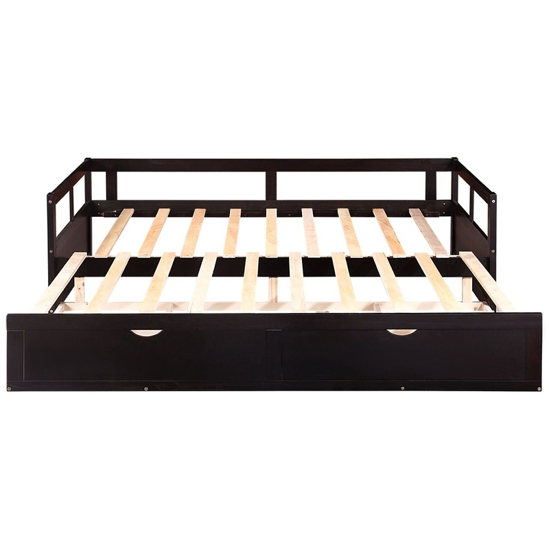 Daybed With Trundle And Two Storage Drawers, Sofa Bed For Bedroom Living Room – Espresso