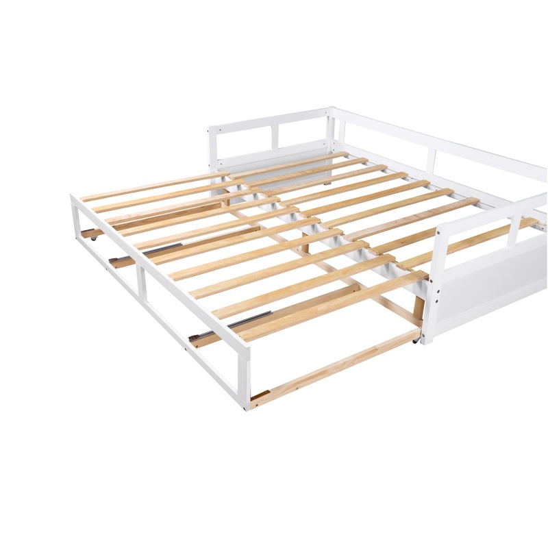 Daybed With Trundle And Two Storage Drawers, Sofa Bed For Bedroom – White