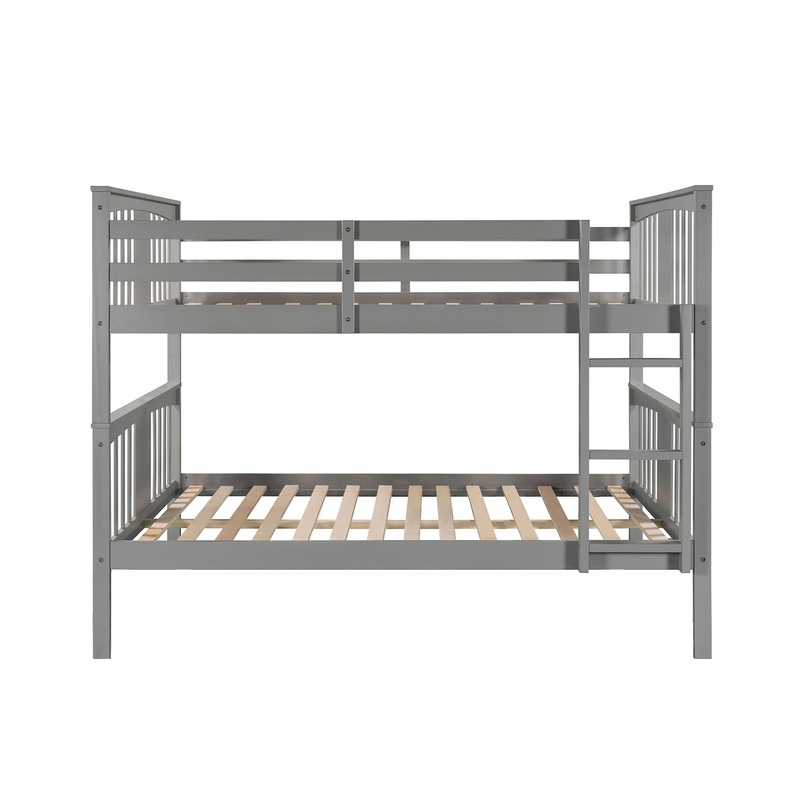 Full Over Full Bunk Bed With Ladder For Bedroom – Gray