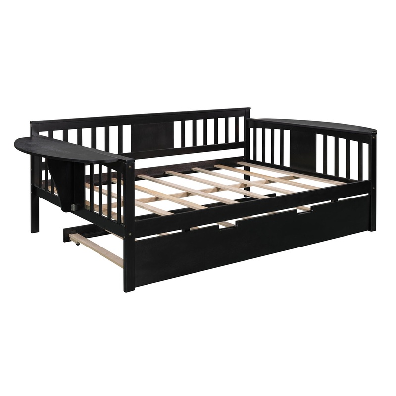 Full Size Daybed With Twin Size Trundle, Slat Support – Espresso