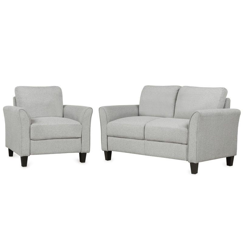Living Room Furniture Armrest Single Sofa And Loveseat Sofa – Light Gray