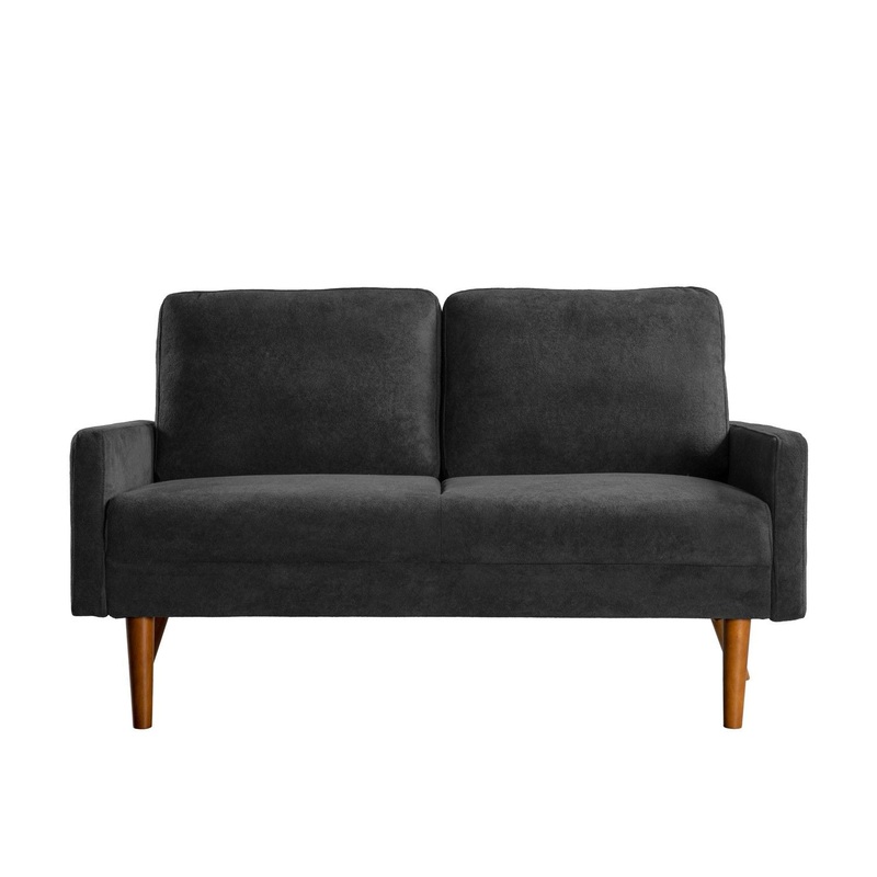 Loveseat Sofa, European Style With Sleek Design, Modern & Vintage Flair, Upholstered 2 Seater Couch – Black