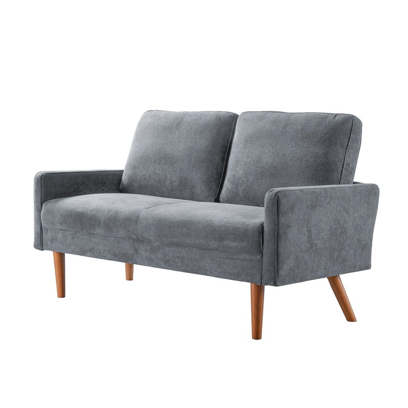 Loveseat Sofa, European Style With Sleek Design, Modern & Vintage Flair, Upholstered 2 Seater Couch – Gray