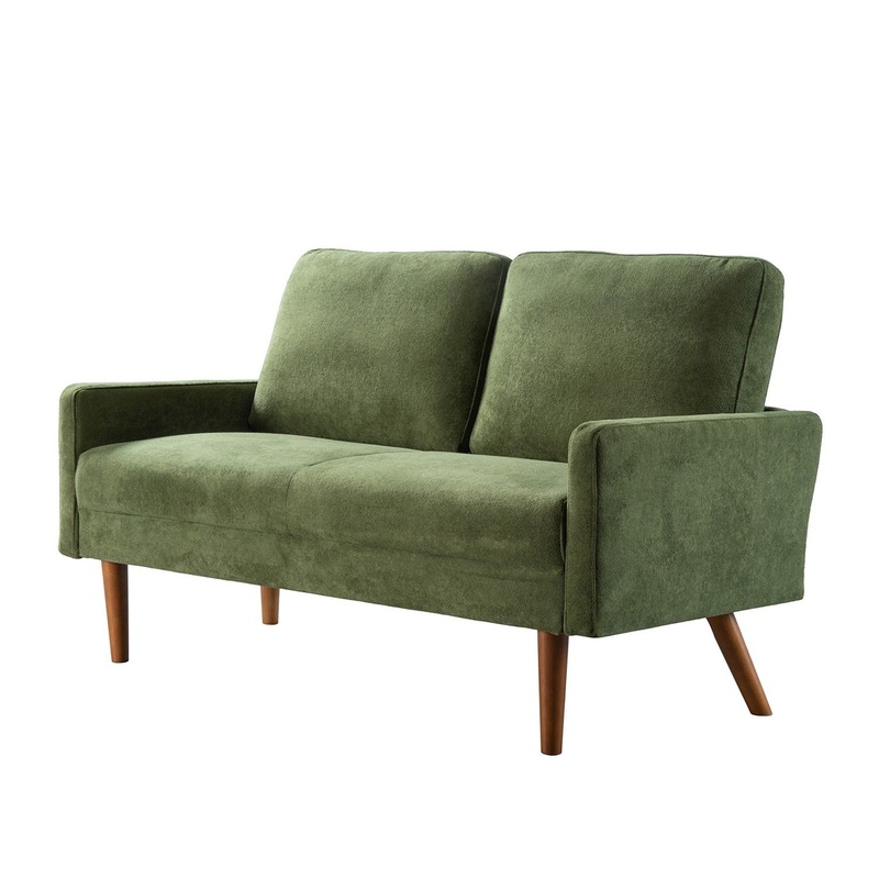 Loveseat Sofa, European Style With Sleek Design, Modern & Vintage Flair, Upholstered 2 Seater Couch, – Green