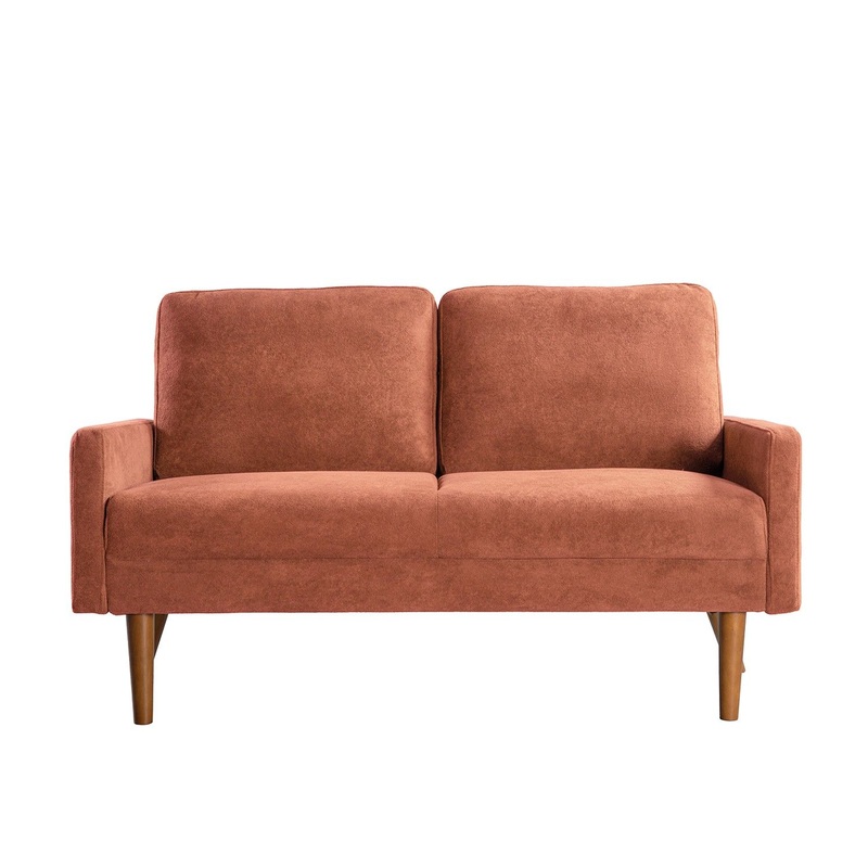Loveseat Sofa, European Style With Sleek Design, Modern & Vintage Flair, Upholstered 2 Seater Couch – Pumpkin Orange