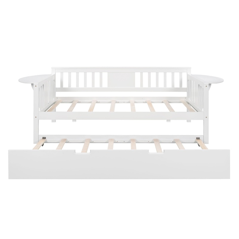 Twin Daybed With Trundle Bed, Sofa Bed For Bedroom – White