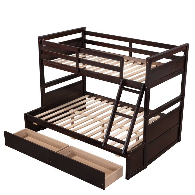 Twin Over Full Bunk Bed With Storage – Espresso