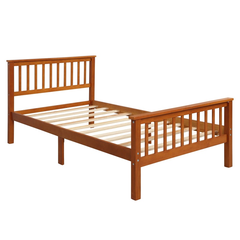 Twin Platform Bed With Headboard And Footboard – Oak