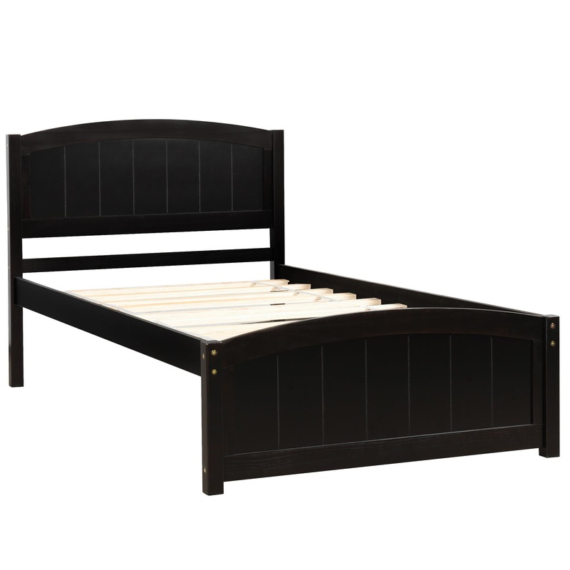 Twin Platform Bed With Headboard, Footboard And Slat Support – Espresso