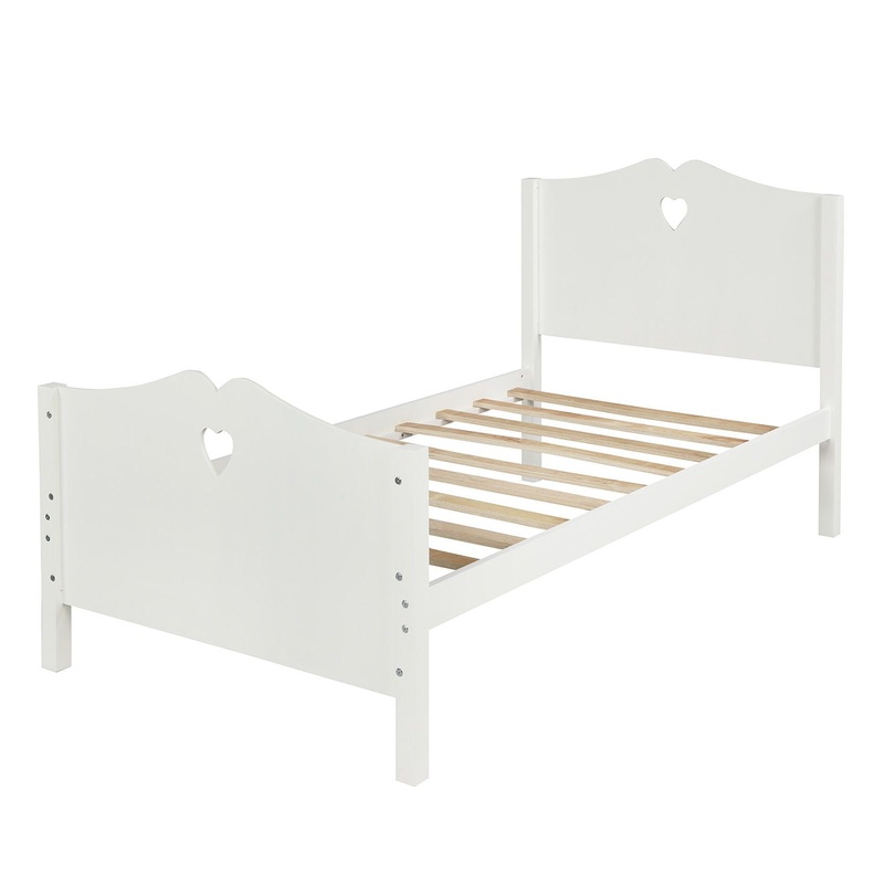 Twin Platform Bed With Slat Support And Headboard And Footboard – White