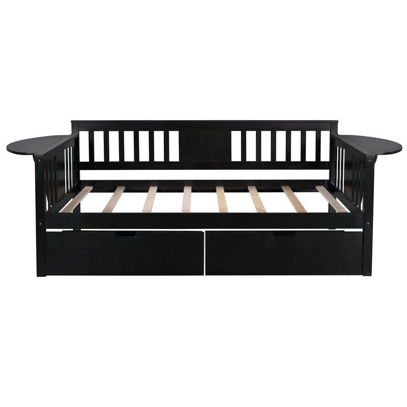 Twin Size Daybed With 2 Drawers, Slat Support – Espresso