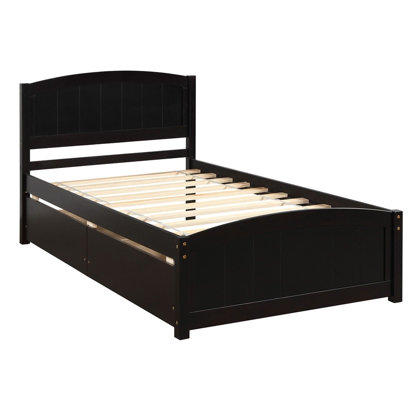 Twin Size Platform Bed With Two Drawers – Espresso