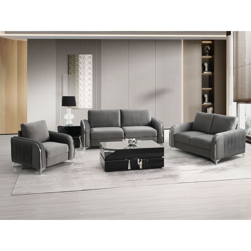 Wenona – 3 Piece Living Room Set Sofa Loveseat Chair – Gray
