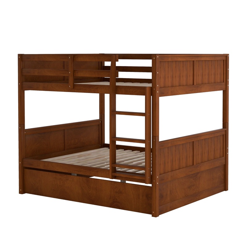 Full Over Full Bunk Bed With Twin Size Trundle – Walnut