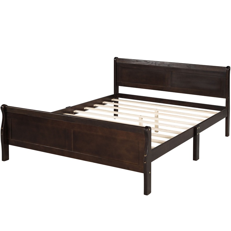 Full Size Platform Bed With Headboard And Slat Support – Espresso