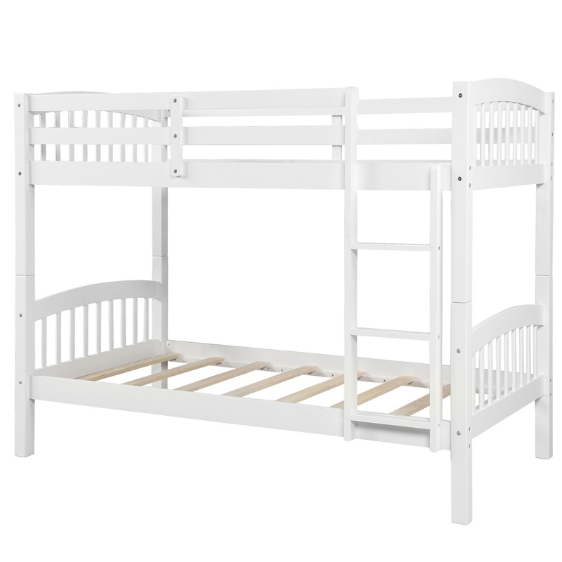 Twin Over Twin Bunk Bed & Ladder – White