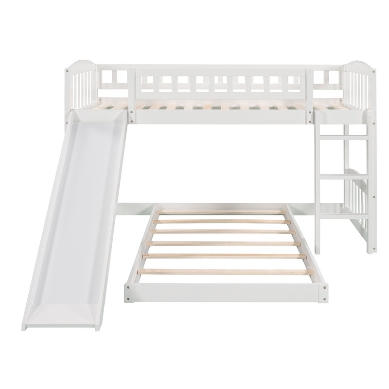 Twin Over Twin Bunk Bed & Slide And Ladder – White
