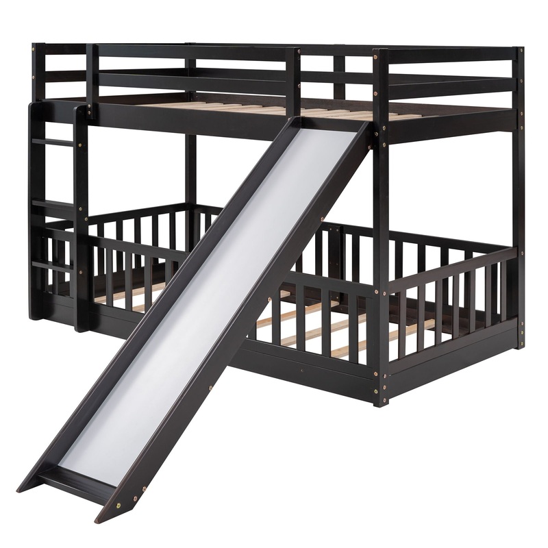 Twin Over Twin Bunk Bed With Slide And Ladder – Espresso