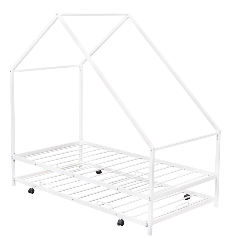 Twin Size House Bed & Trundle – White