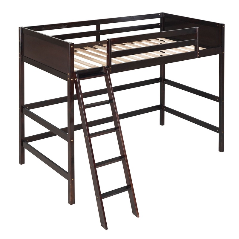 Twin Size Loft Bed With Ladder – Espresso